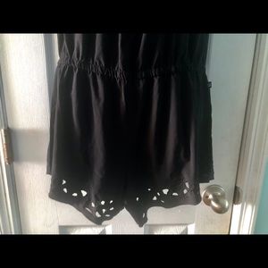 Fabletics Black Off the Shoulder Romper-XS